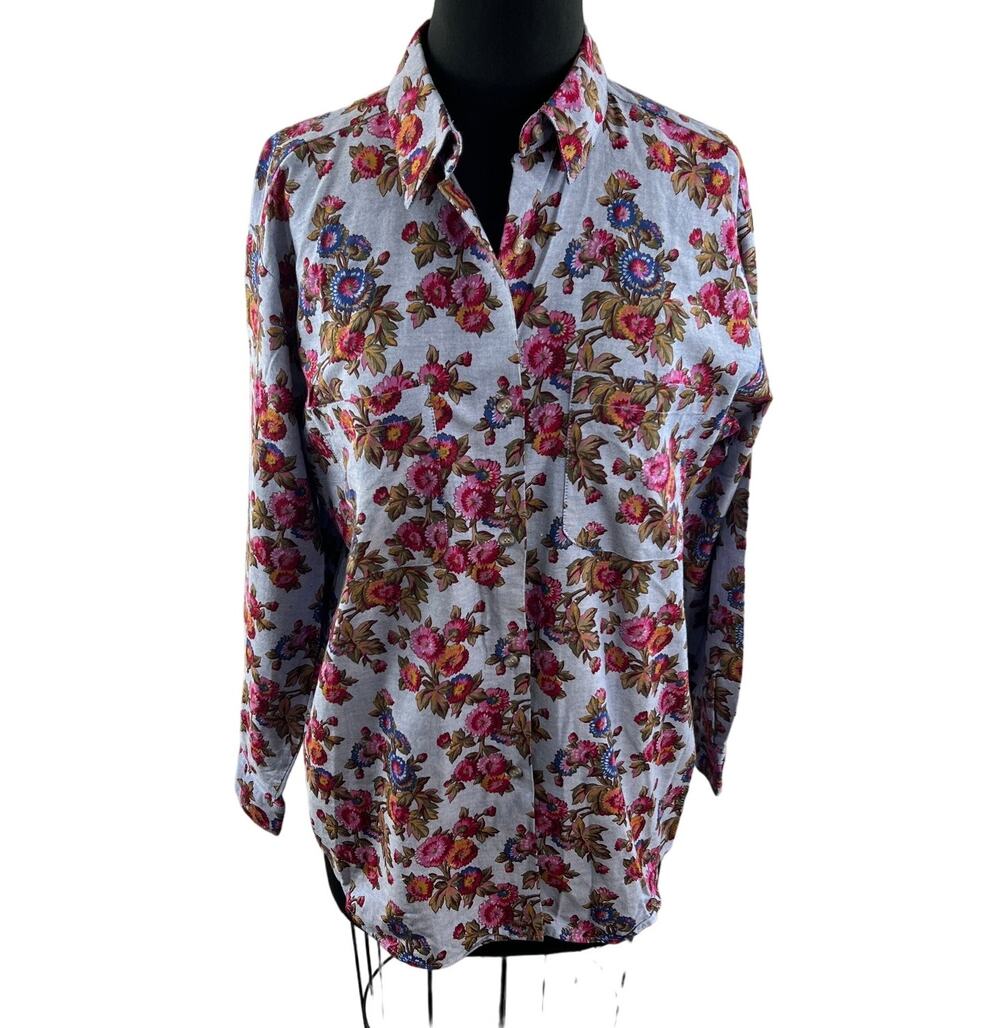 Vintage Abercrombie & Fitch Button-Down Shirt Floral Print Cotton Long Sleeve M
